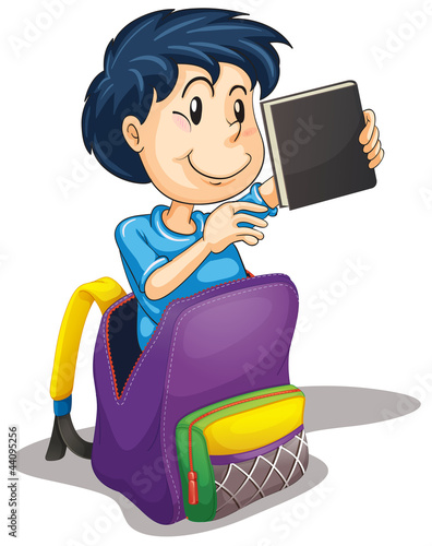 a boy in the school bag