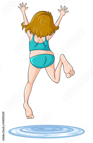 a girl diving into water