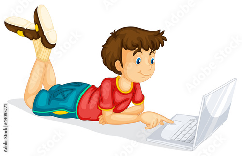 a boy and laptop