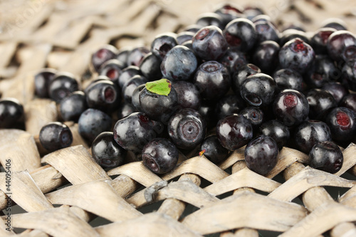 Wallpaper Mural Fresh blueberries on wicker mat close-up Torontodigital.ca