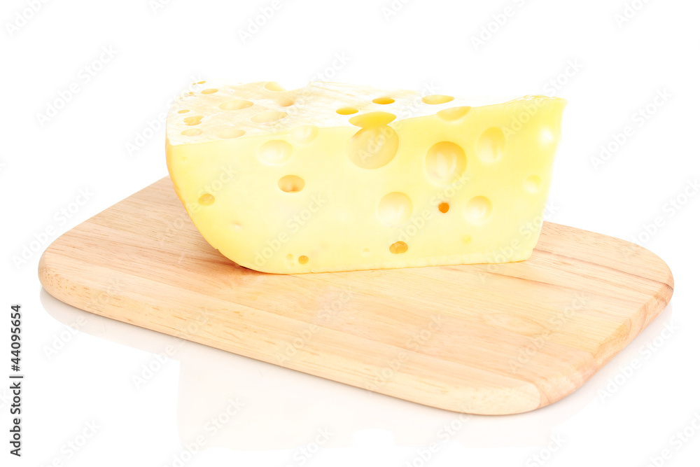 tasty cheese on wooden board isolated on white tasty cheese on wooden board isolated on white
