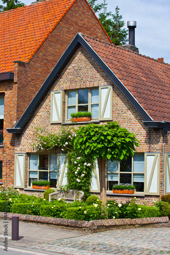 Beautiful brick house. Bruges. Belgium. Beautiful brick house. Bruges. Belgium.