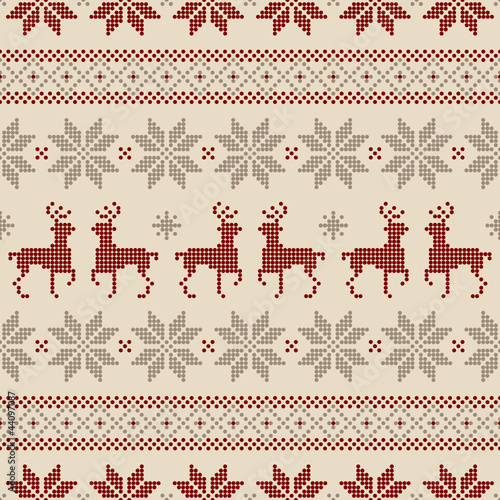Seamless Dots Pattern Norwegian Style Red/Beige