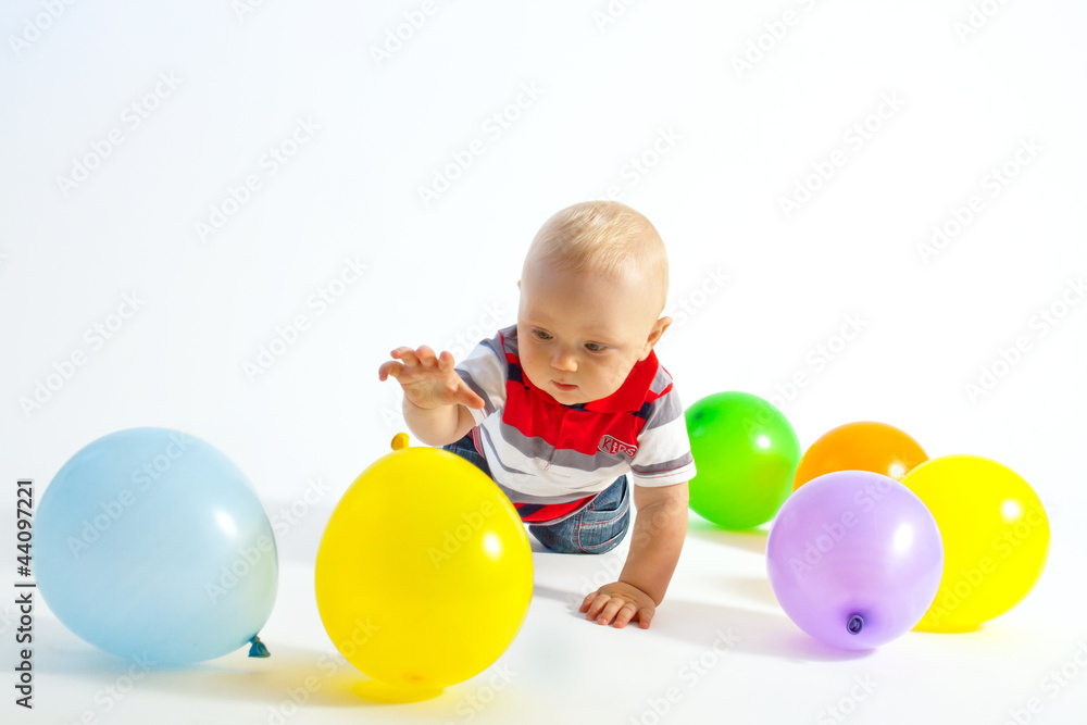 Little boy and balloons Little boy and balloons