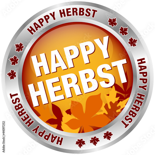 Button "Happy Herbst" rot/braun/silber