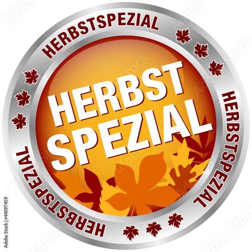 Button "Herbstspezial" rot/braun/silber