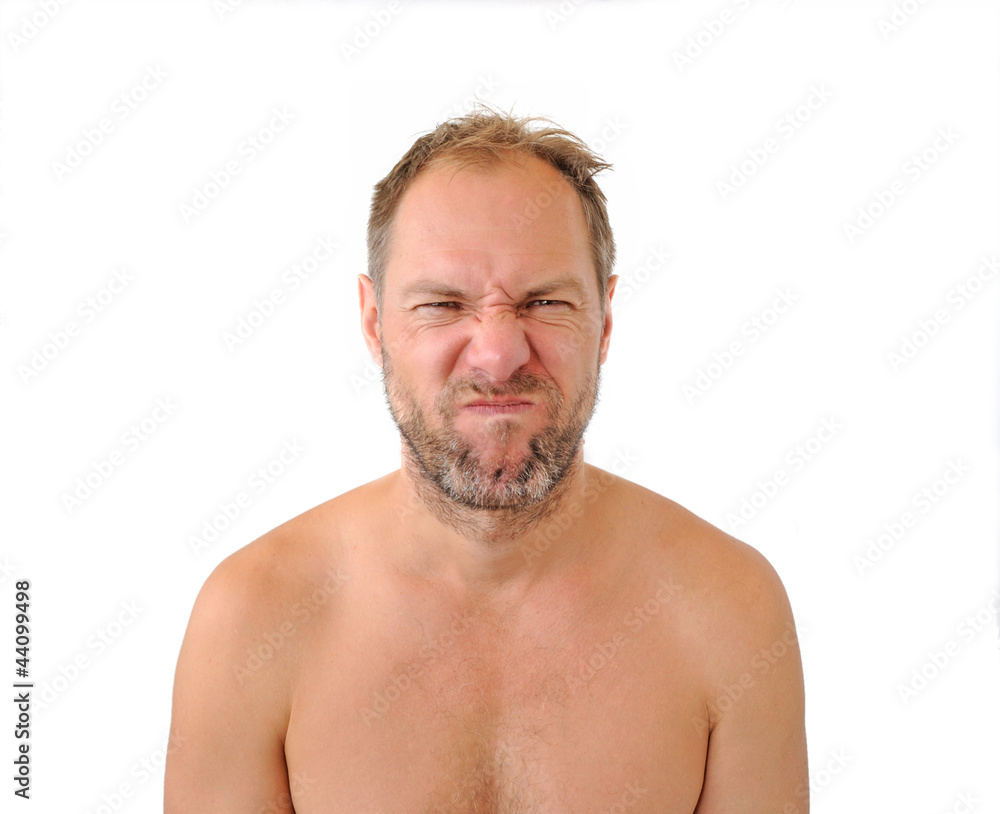 Fototapeta premium Squeamish men isolated on the white background