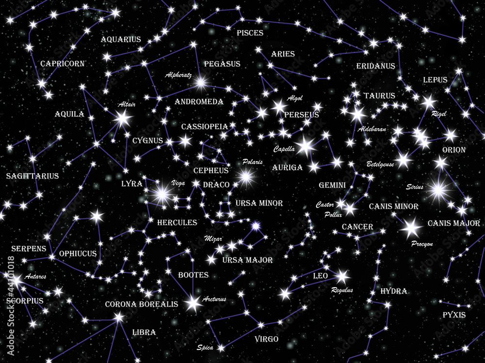 Famous Constellations With Overlay Printable
