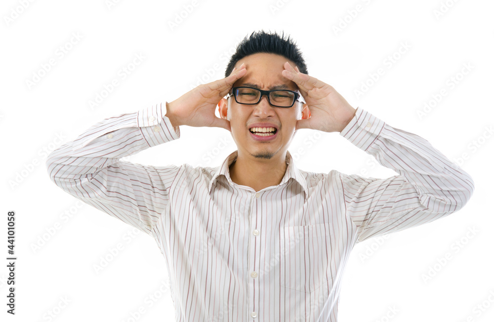 overworked asian business man overworked asian business man