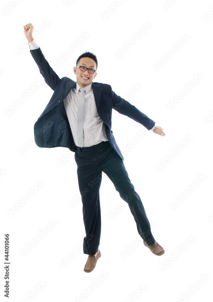asian man jumping in joy asian man jumping in joy