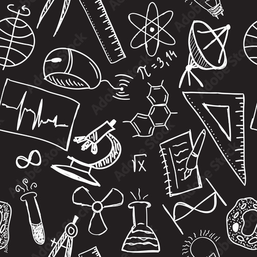 Science drawings  on seamless pattern