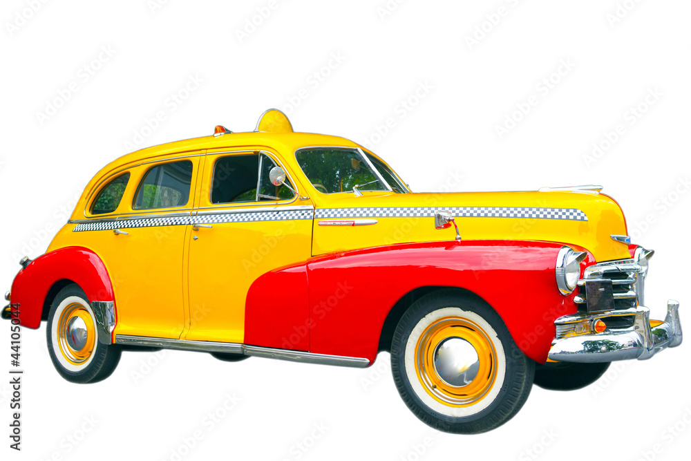 1942 Vintage taxi cab isolated on white