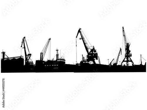 Silhouettes of port constructions