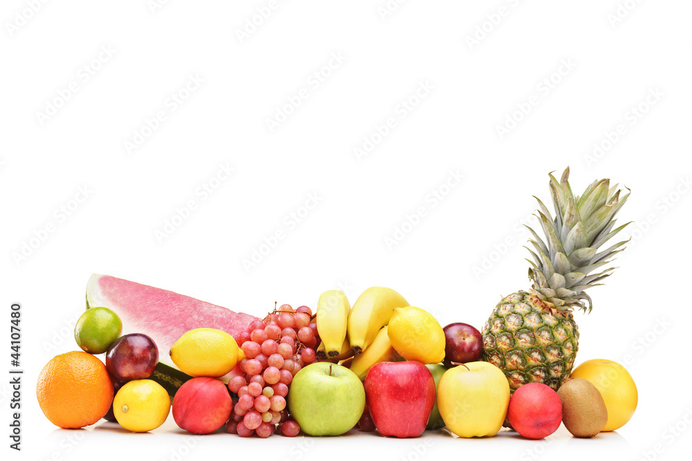 Pile of fruits on a table Pile of fruits on a table