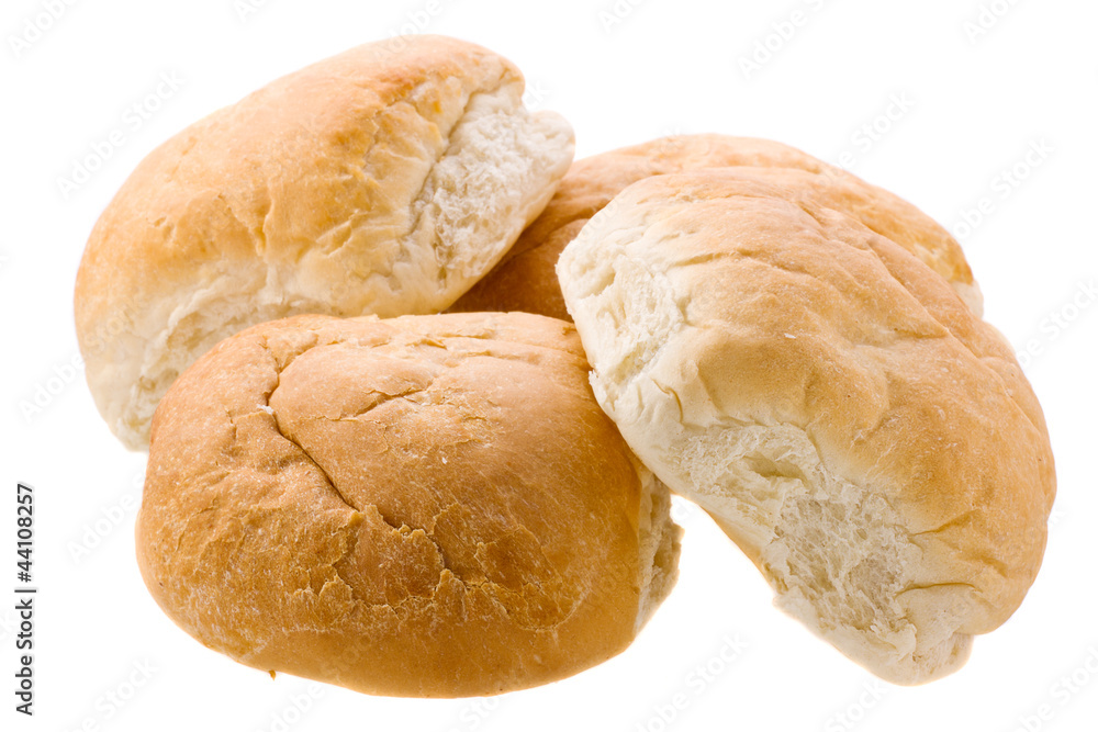 four bread buns isolated on white four bread buns isolated on white
