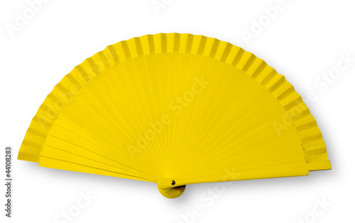 Yellow fan on white with shadow (clipping path)