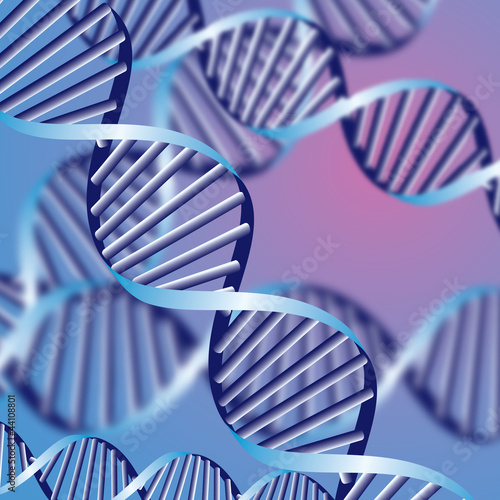 DNA helix, biochemical background with defocused strands, eps10