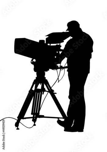 TV Camera and Operator Silhouette