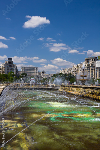 Unirii Square - Bucharest with Parliament house in background photo