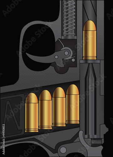 A handgun sectional drawing