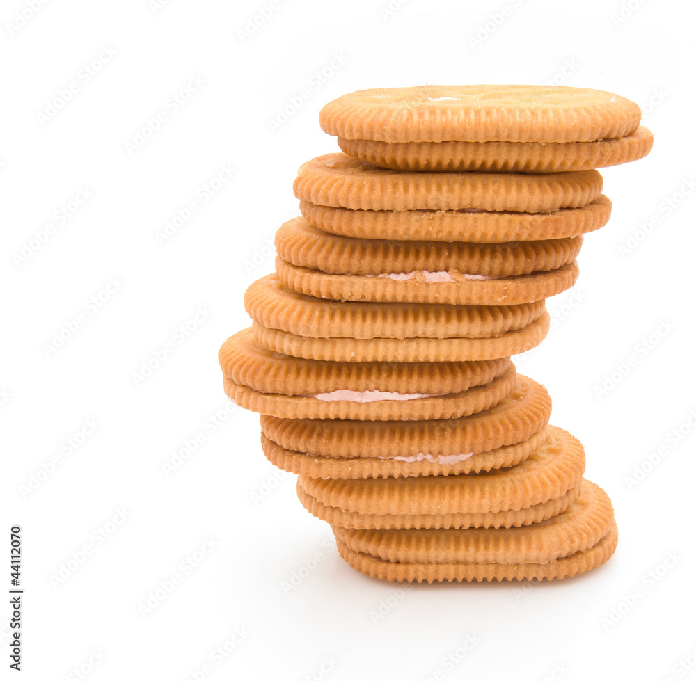 vertical stacked sandwich biscuits with pink cream filling vertical stacked sandwich biscuits with pink cream filling