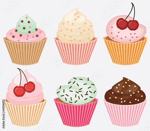 collection of vector cupcakes