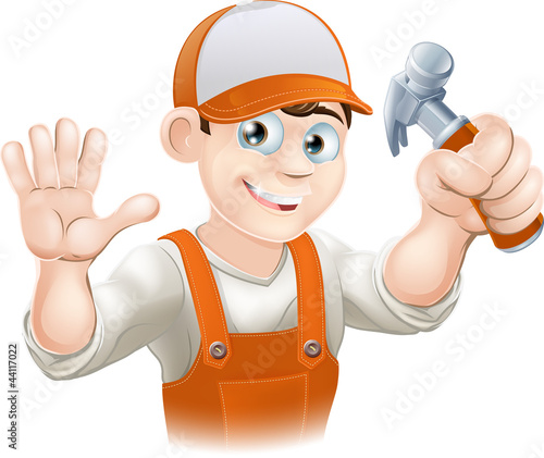 Carpenter or builder with hammer