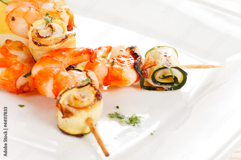 Prawn Skewers with vegetables Prawn Skewers with vegetables