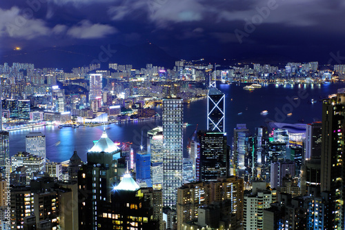 Hong Kong with crowded building at night