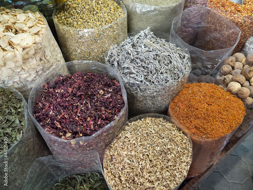 Dubai - dried herbs flowers spices in the street shop