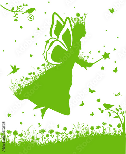 Blumen Fee Vektor Silhouette