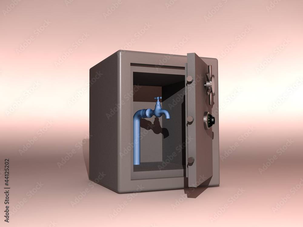 Fototapeta premium Caja fuerte conteniendo un grifo de agua