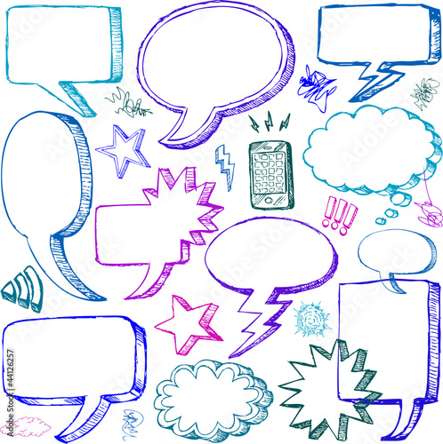 Set of Hand drawn vector Comical Speech Bubbles