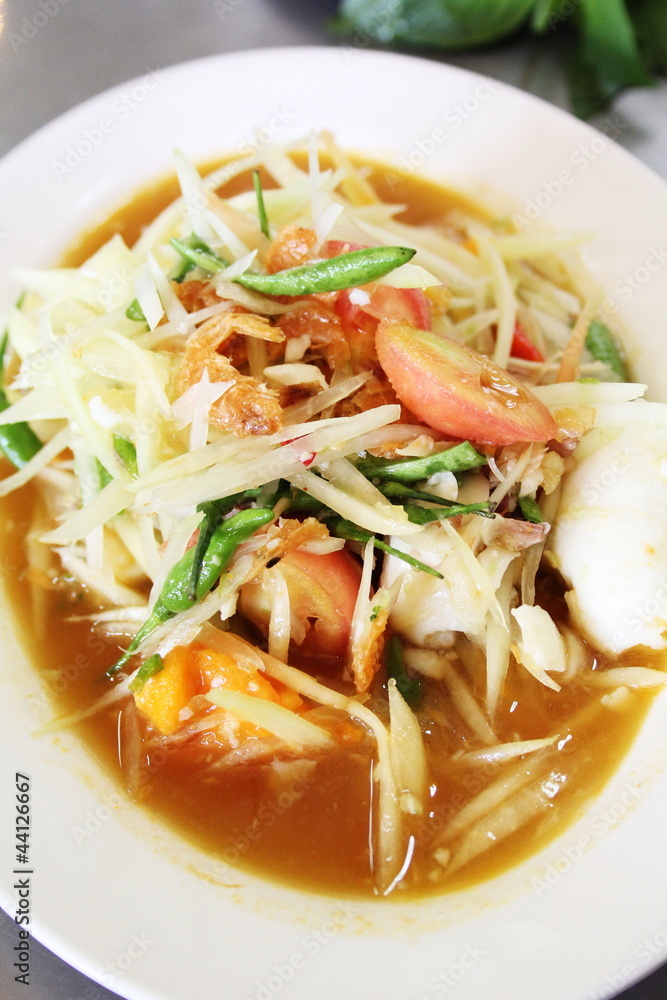 green papaya salad thai food, Somtum green papaya salad thai food, Somtum
