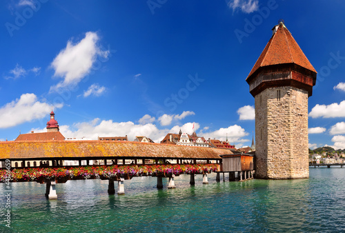 Chapel Bridge and Water Tower, Luzern, Switzerland