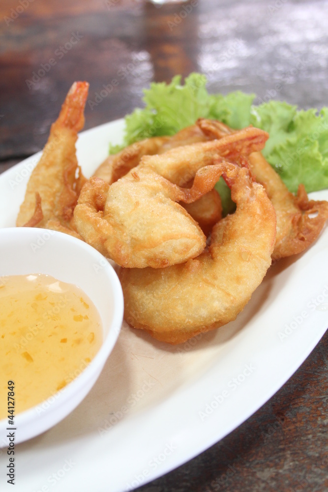deep fried shrimp on white plate deep fried shrimp on white plate
