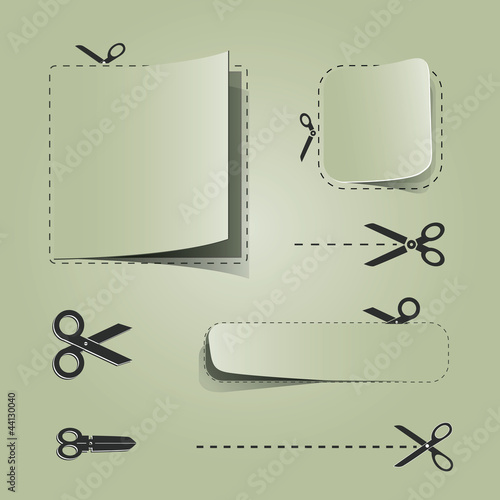 Blank advertising coupons with scissors