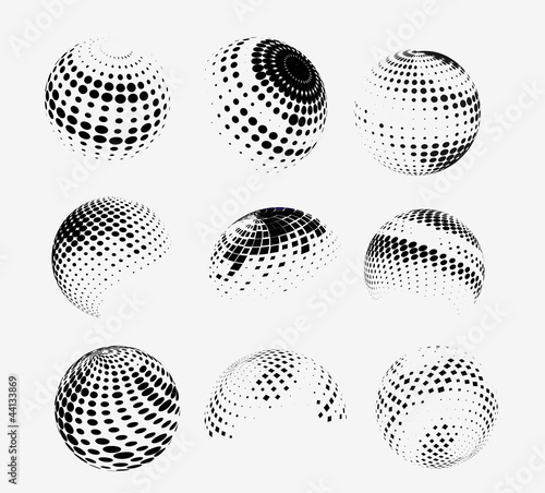 Collection of halftone sphere vector