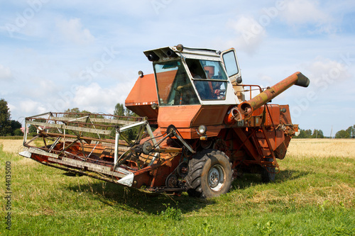 old grain harvester
