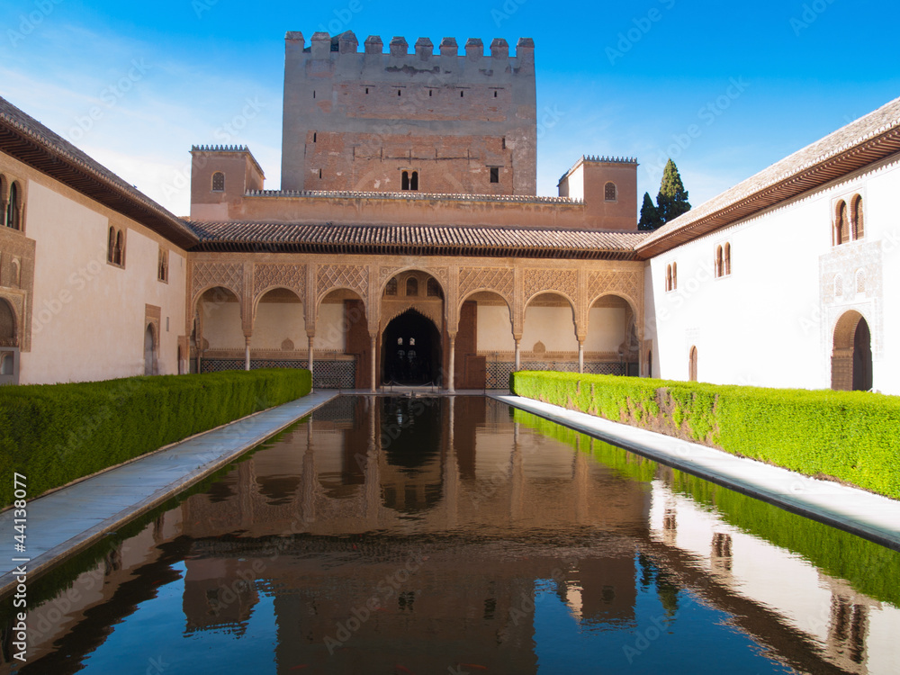 Fototapeta premium The Court of the Myrtles and Comares tower, Alhambra, Granada, S
