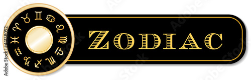 Zodiac Banner, 12 astrology sun signs, gold horoscope mandala