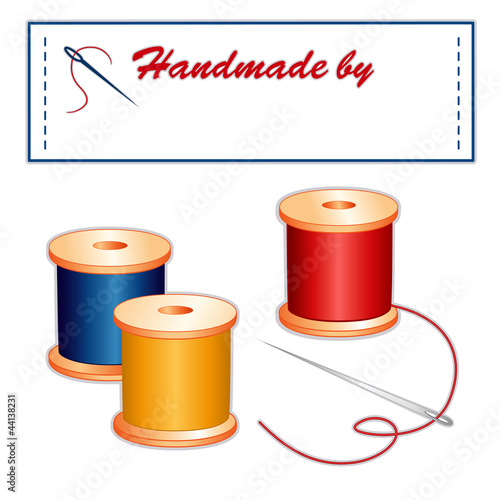 Sewing Label with copy space to add your name, needle, threads