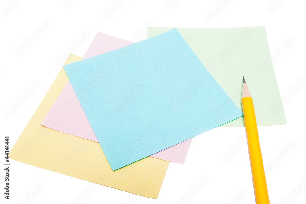 Note paper and pencil isolated on white background Note paper and pencil isolated on white background