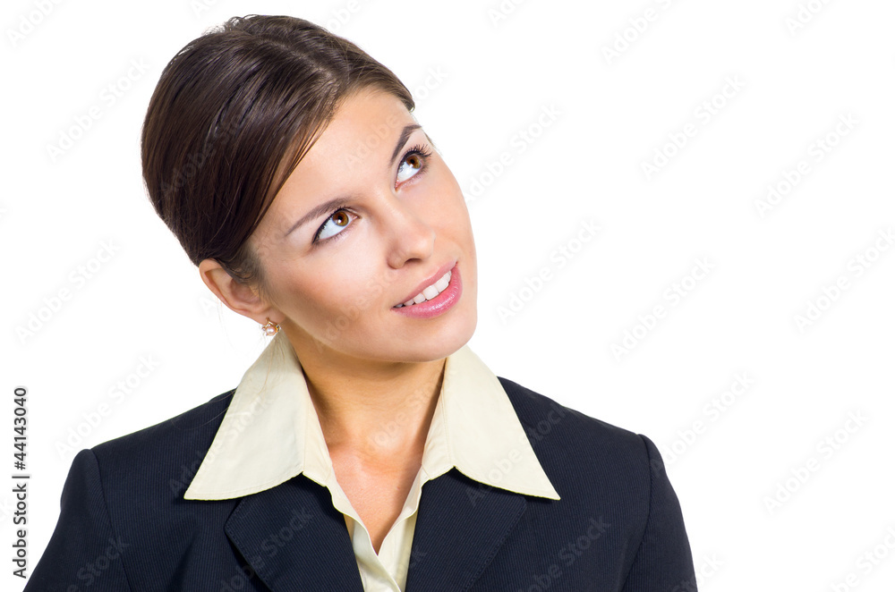 Business woman looking up and left Business woman looking up and left
