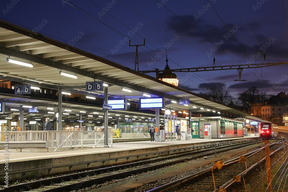 Evening scene on a railway station