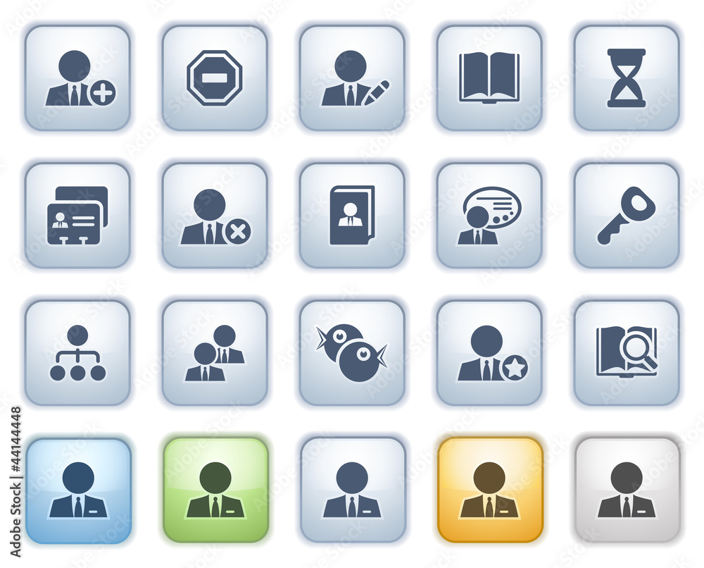Users web icons on buttons. Color series. Users web icons on buttons. Color series.
