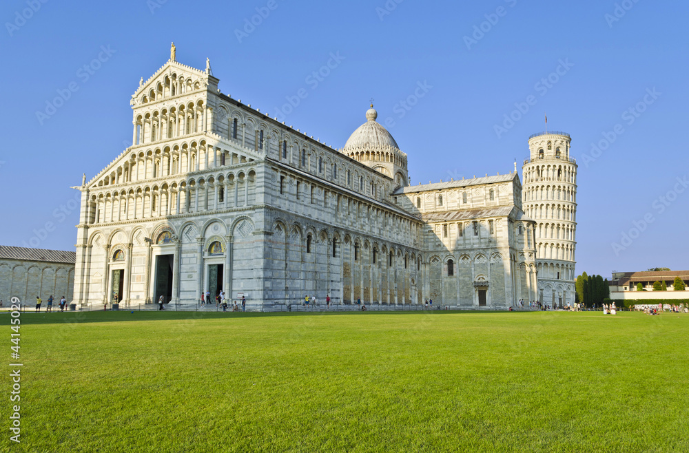 Duomo and Leaning Tower in Piazza dei Miracoli in Pisa