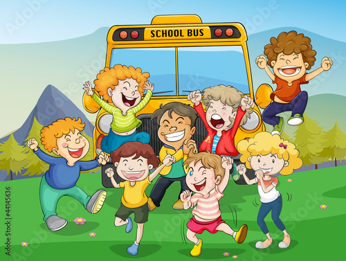 kids and school bus