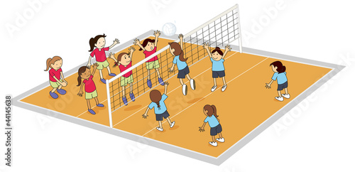 girls playing volley ball