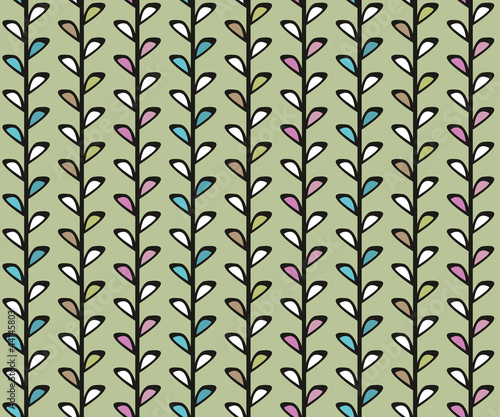 Vintage floral vector seamless texture with lianas